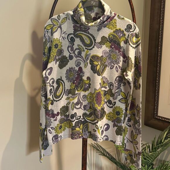 SIGRID OLSEN Paisley Gray Turtleneck - Picture 2 of 5